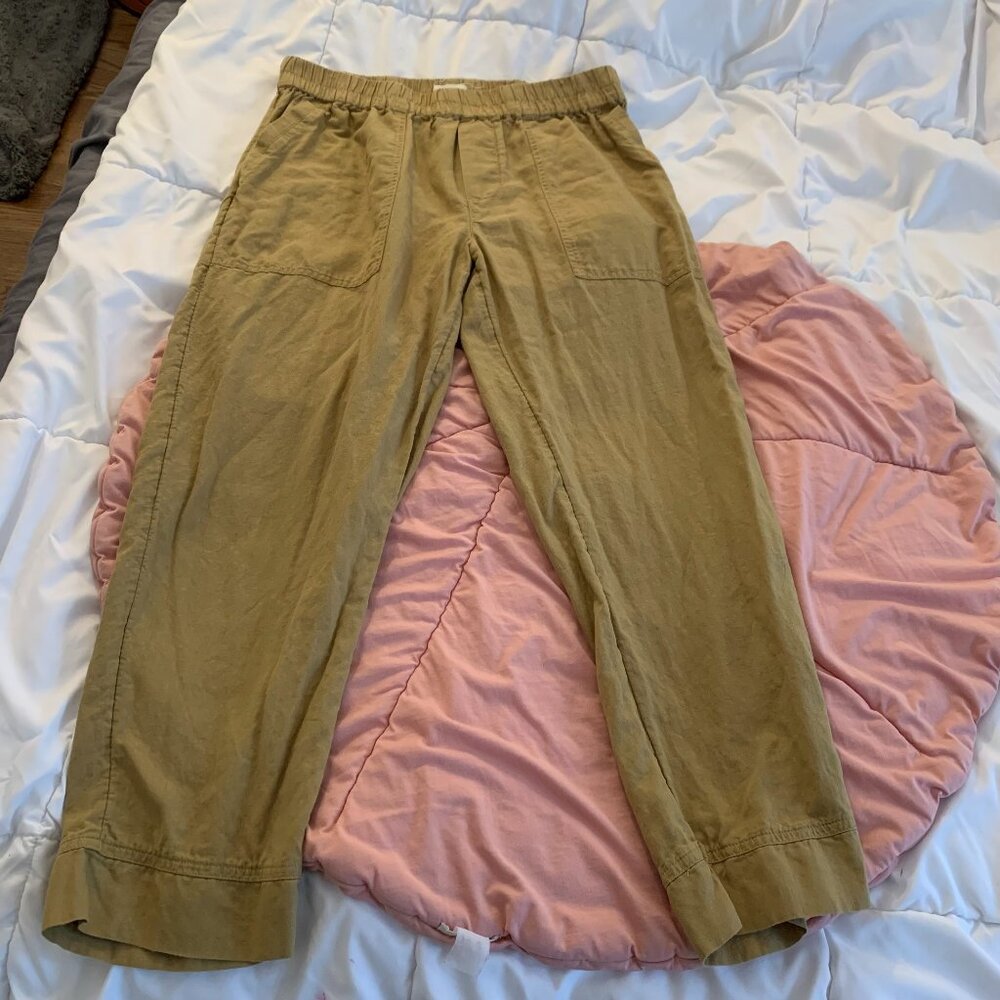 Pact Olive Green Cotton Cropped Pants